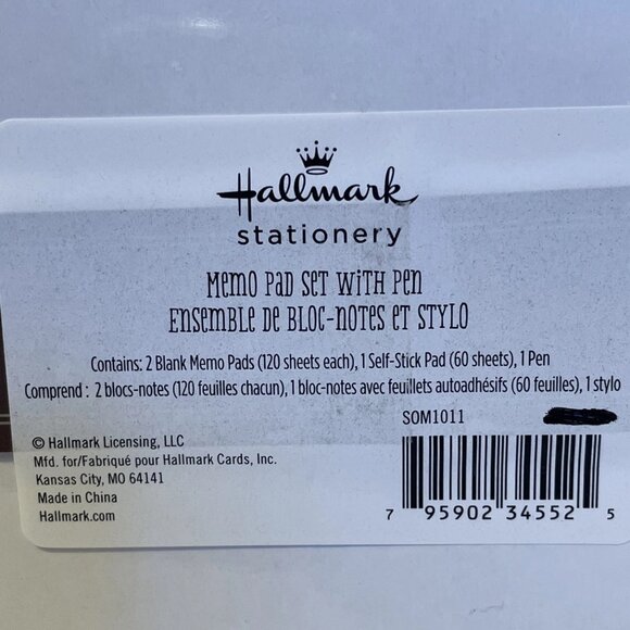 Hallmark 2 Blank Memo Pads 1 Self Stick Pad 1 Pen Stationary Set Floral Bow - Picture 3 of 9